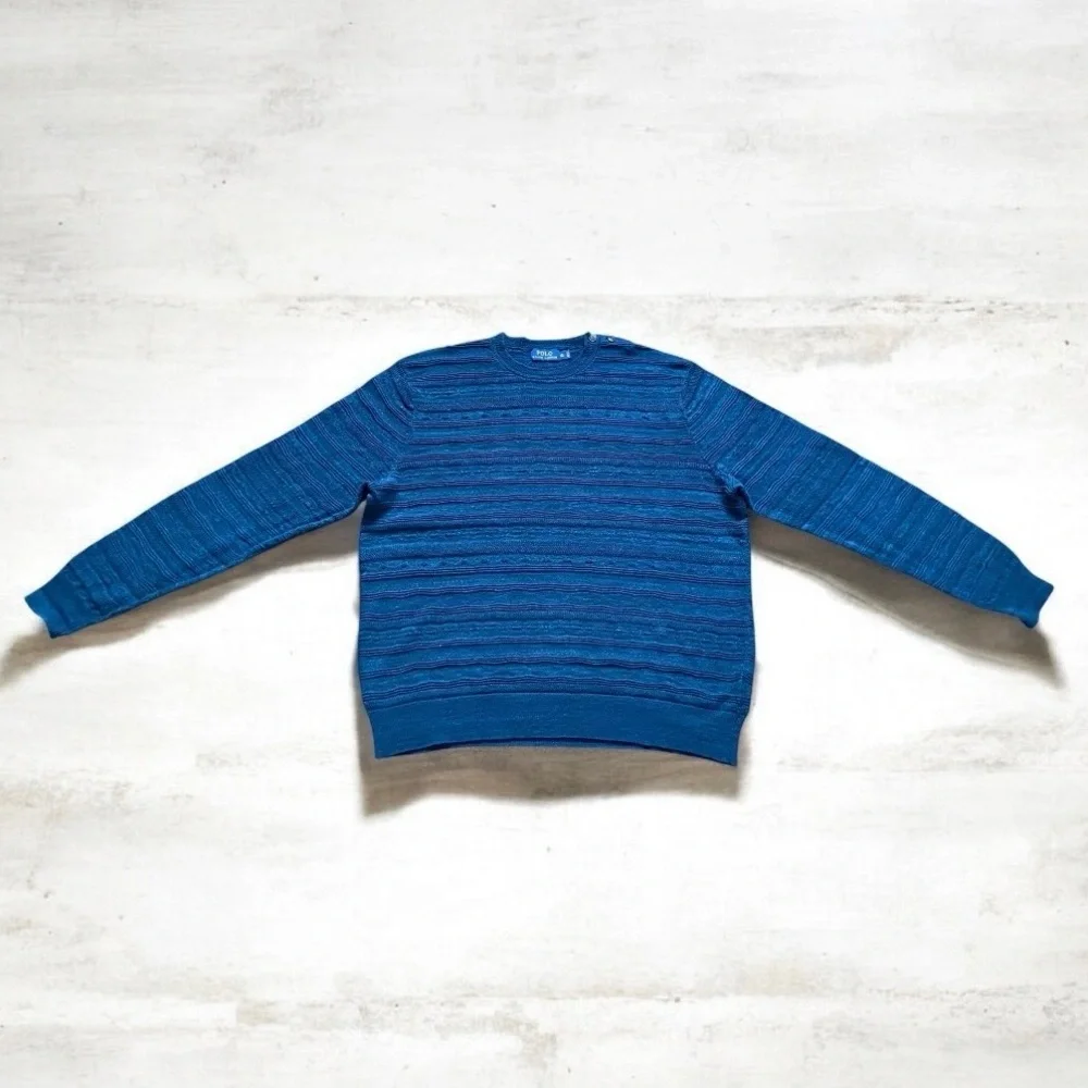 Ralph Lauren Men's Navy Crewneck Cableknit Sweater - Picture 3 of 4